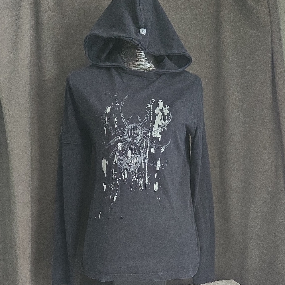 Dark Gray Graphic Hoodie for Women
